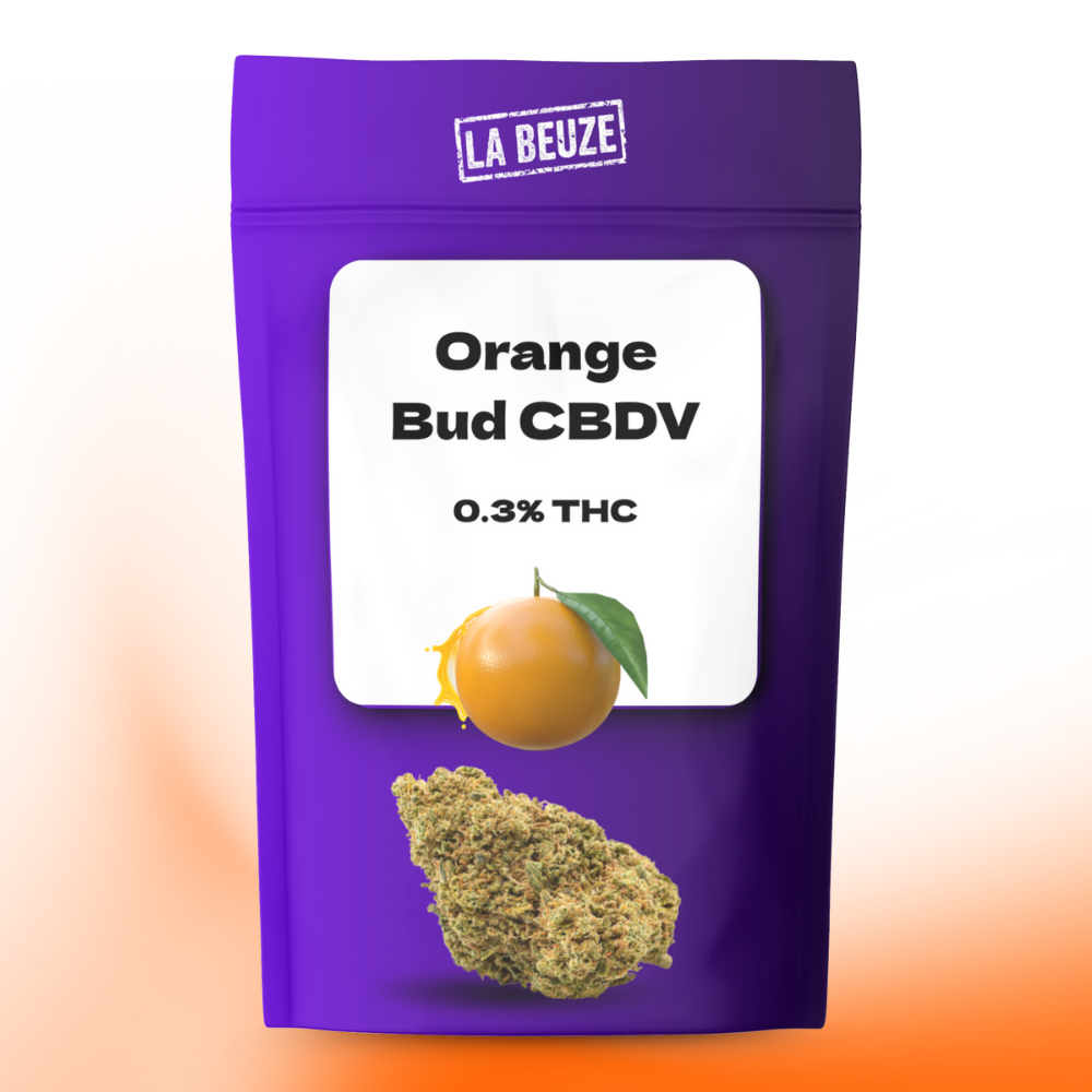 Fleur Orange Bud CBDV bio 12% CBD 6% CBDV cultivée en serre Écocert
