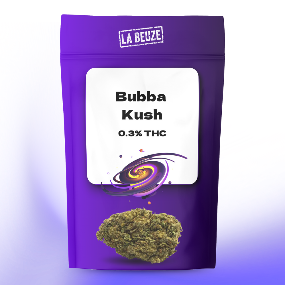 Fleur Bubba Kush CBD Indica 90/10 profondément relaxante cultivée en serre
